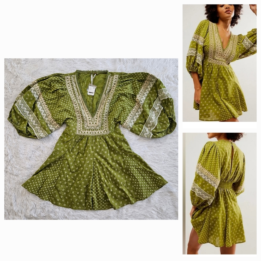 Free People Green Mini Dress
